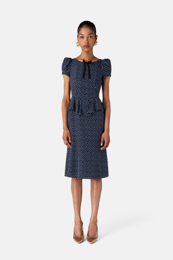 Alessandra Rich POLKA DOT DRESS WITH PEPLUM