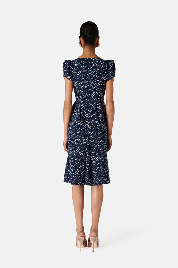 Alessandra Rich POLKA DOT DRESS WITH PEPLUM