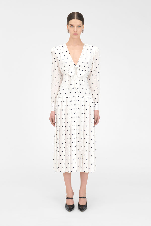 alessandra Rich POLKA DOT DRESS WITH PLEATED SKIRT