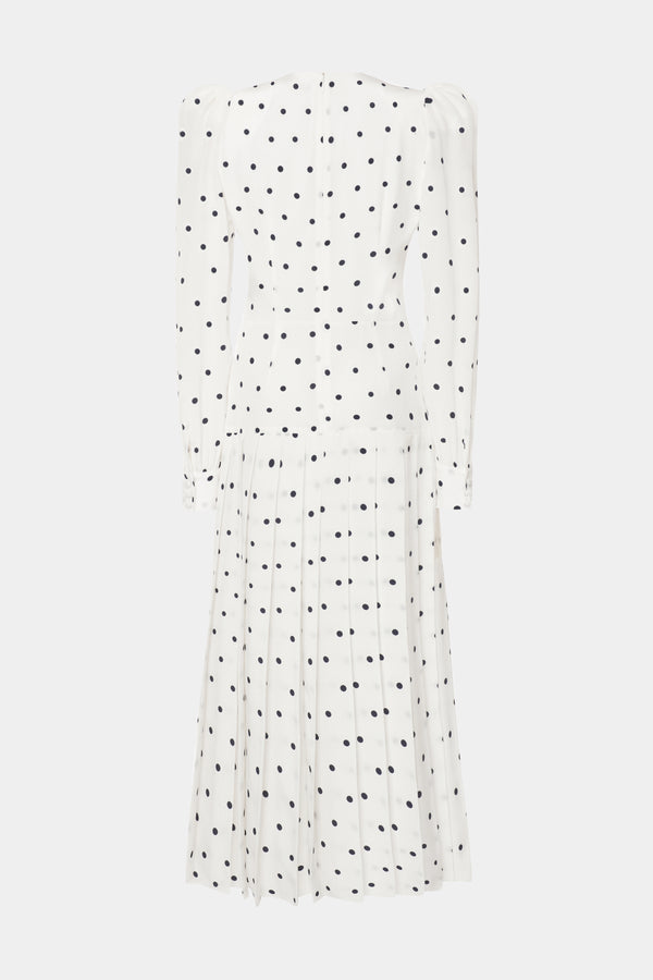 alessandra rich POLKA DOT DRESS WITH PLEATED SKIRT