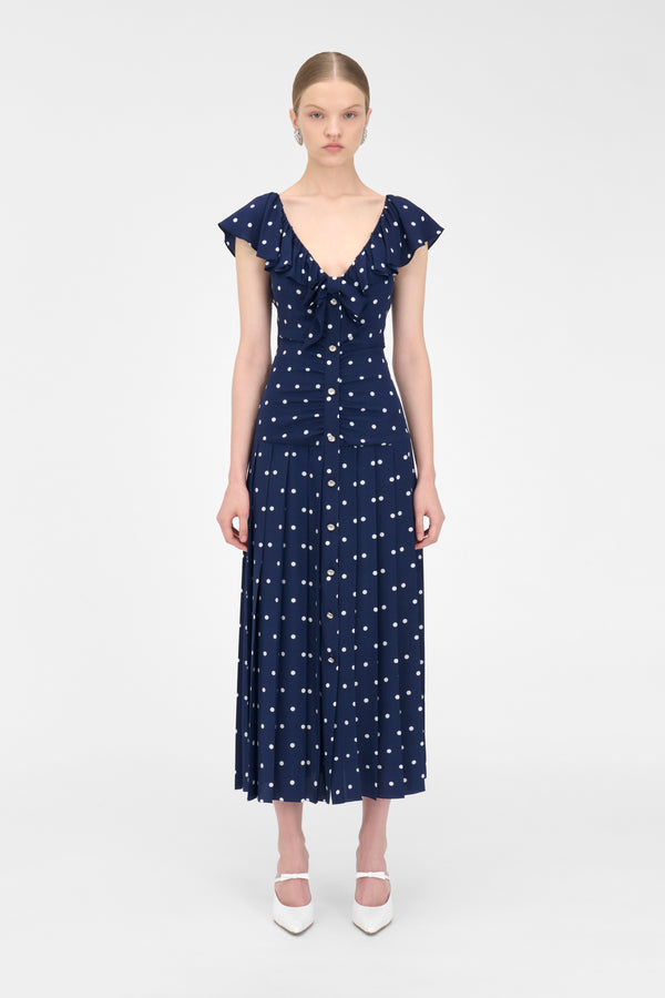Alessandra Rich POLKA DOT DRESS WITH RUFFLE