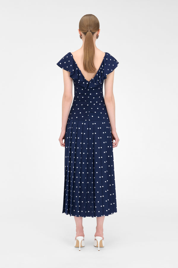Alessandra Rich POLKA DOT DRESS WITH RUFFLE