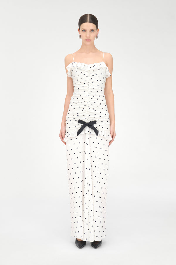 Alessandra Rich POLKA DOT DRESS WITH SPLIT