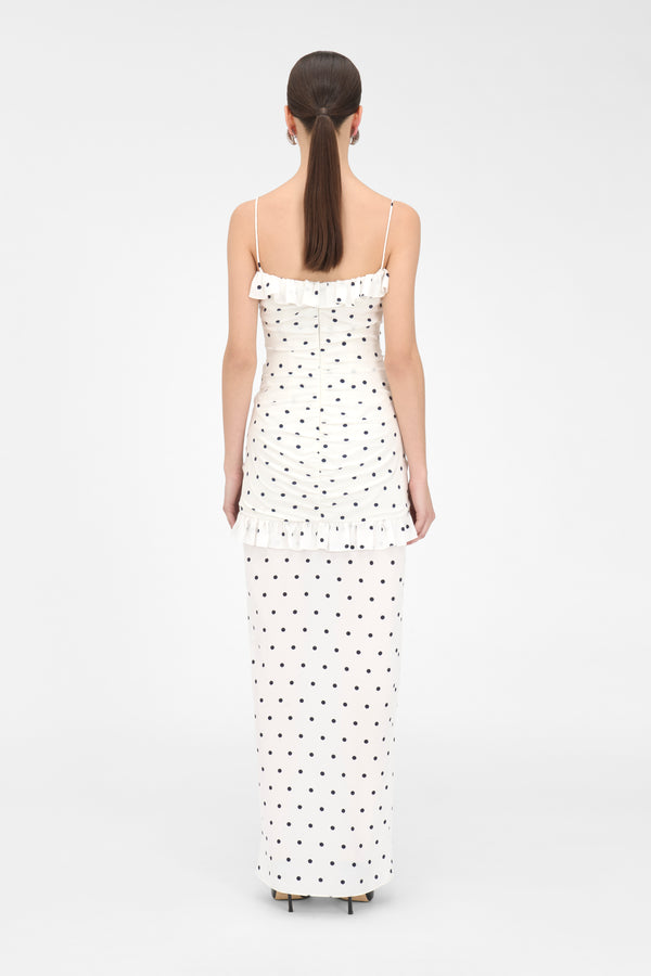 Alessandra Rich POLKA DOT DRESS WITH SPLIT