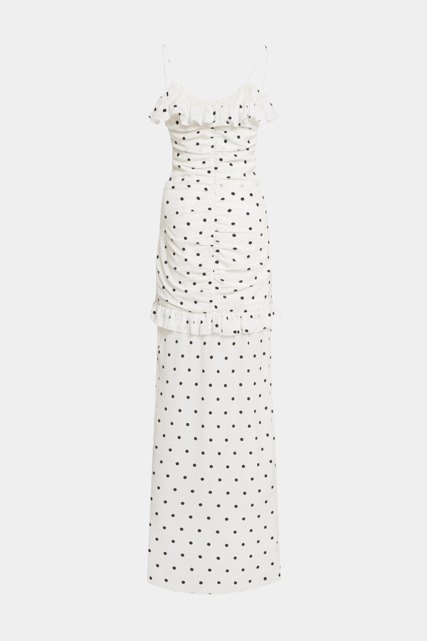 alessandra rich POLKA DOT DRESS WITH SPLIT