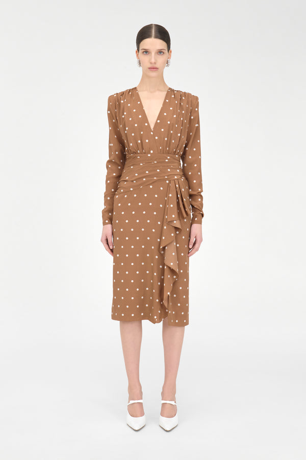 Alessandra Rich POLKA DOT DRESS WITH VOLANT