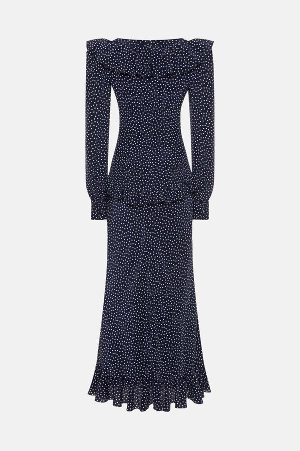 alessandra rich POLKA DOT DRESS WITH VOLANT