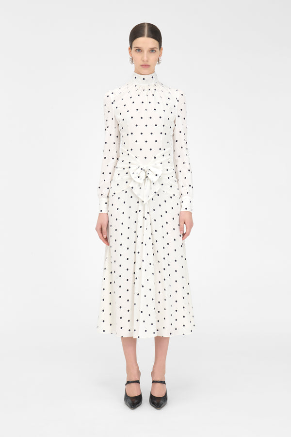 Alessandra Rich POLKA DOT HIGH NECK DRESS