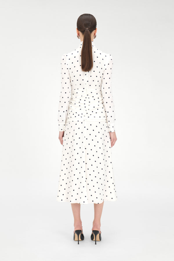 Alessandra Rich POLKA DOT HIGH NECK DRESS
