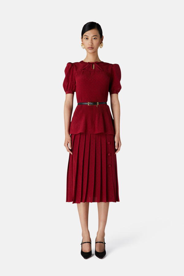 Alessandra Rich POLKA DOT PLEATED SKIRT