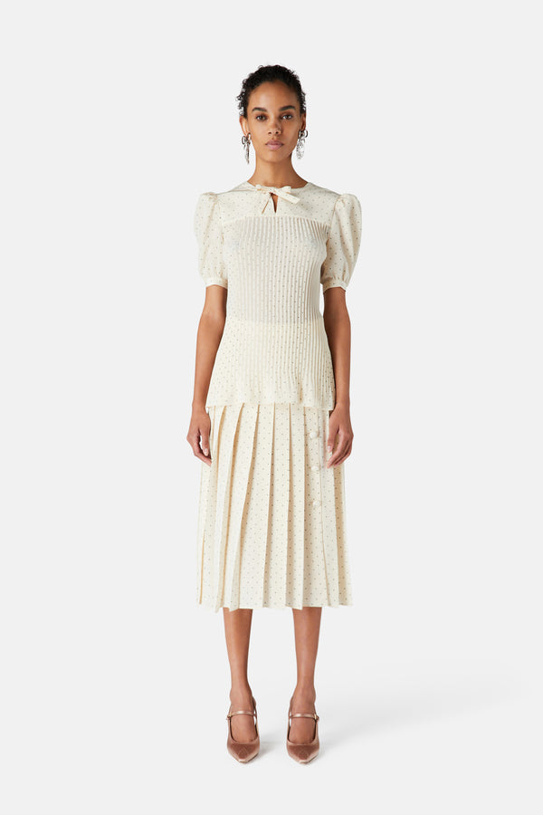 Alessandra Rich POLKA DOT PLEATED SKIRT