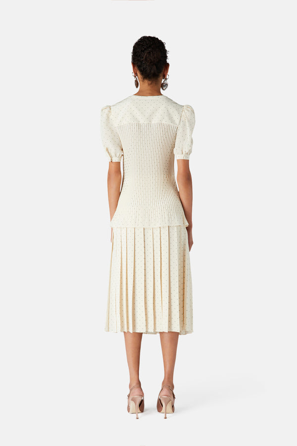 Alessandra Rich POLKA DOT PLEATED SKIRT