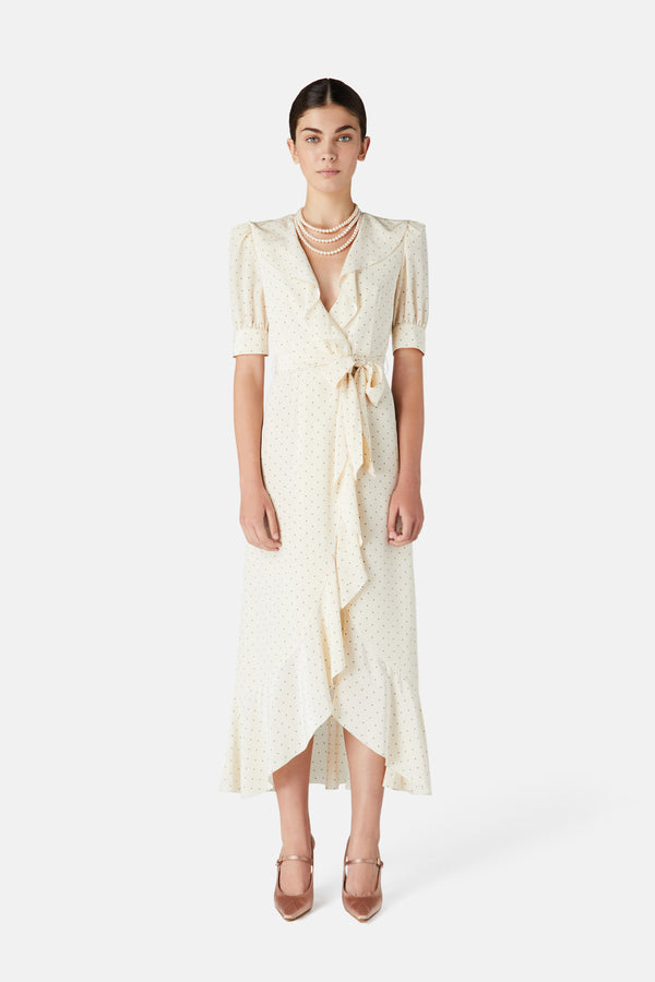 Alessandra Rich POLKA DOT WRAP DRESS