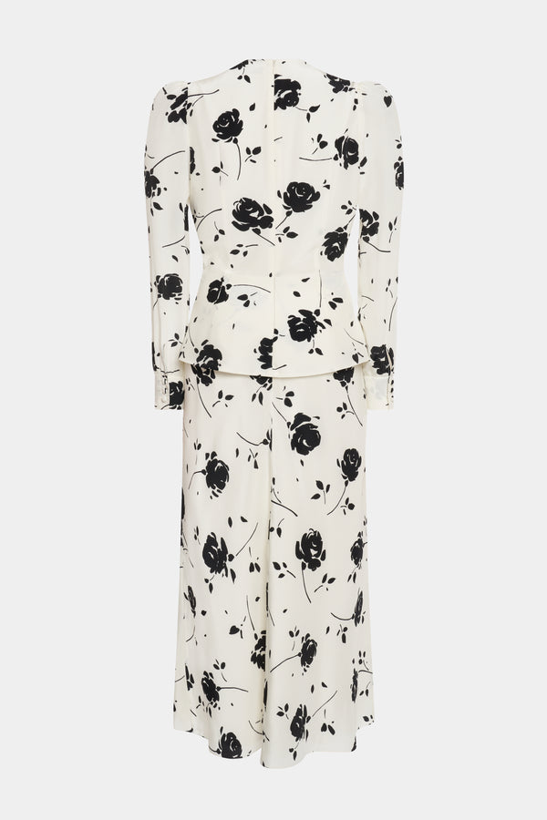 Alessandra Rich ROSE PRINT DRESS
