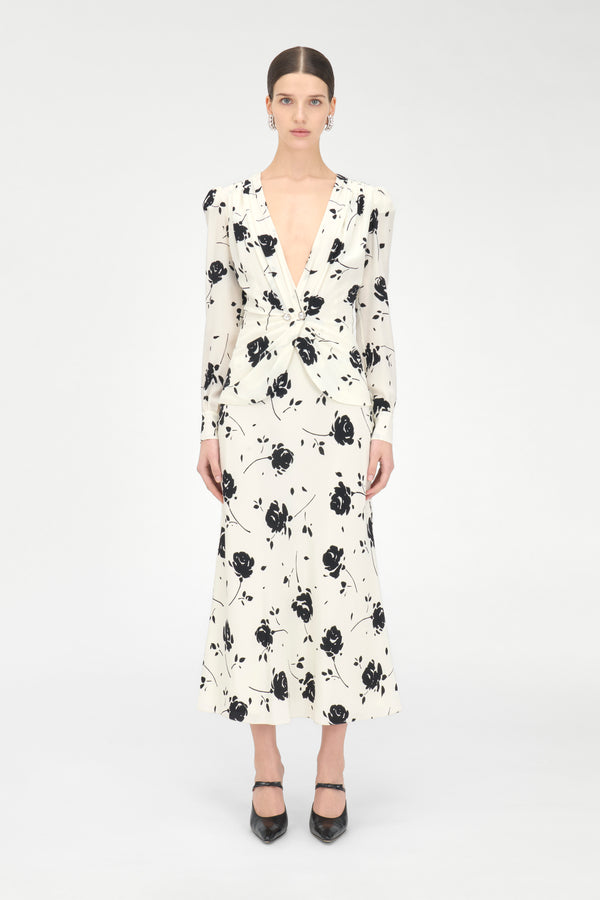 Alessandra Rich ROSE PRINT DRESS