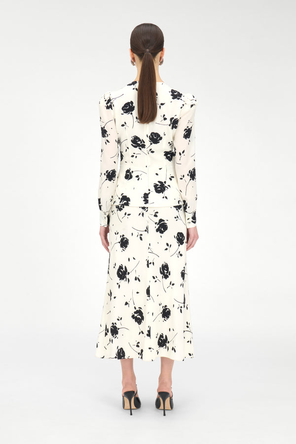 Alessandra Rich ROSE PRINT DRESS