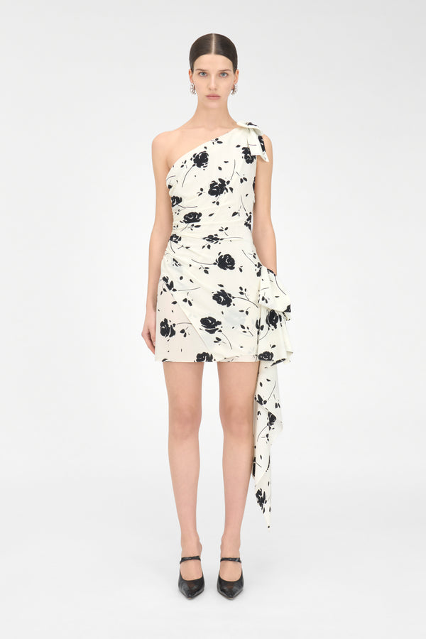 Alessandra Rich ROSE PRINT MINI DRESS
