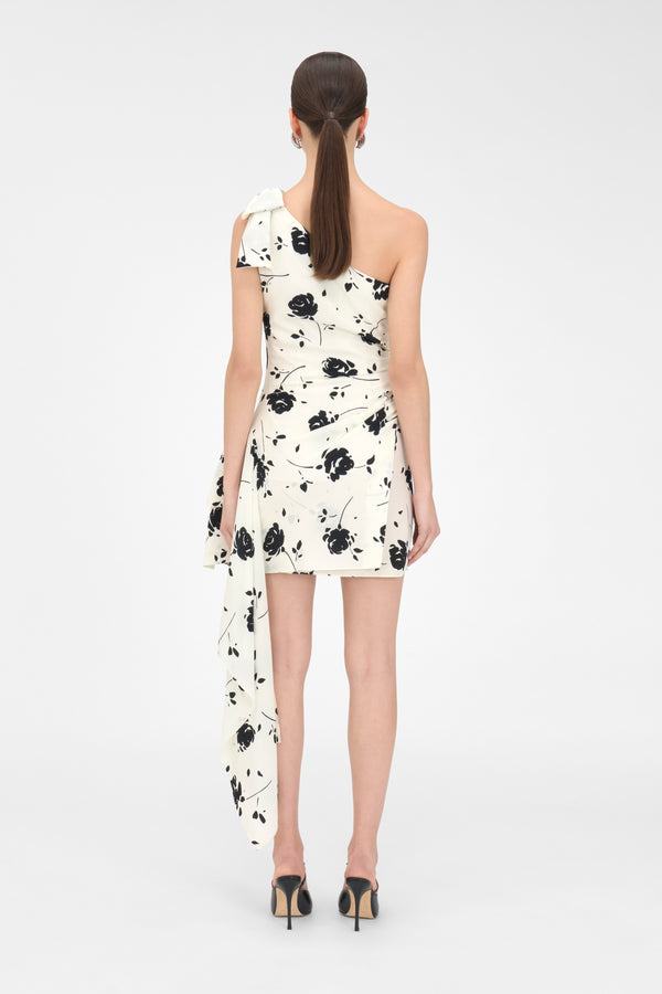 Alessandra Rich ROSE PRINT MINI DRESS