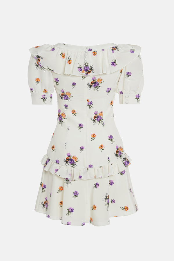Alessandra Rich ROSE PRINT MINI DRESS