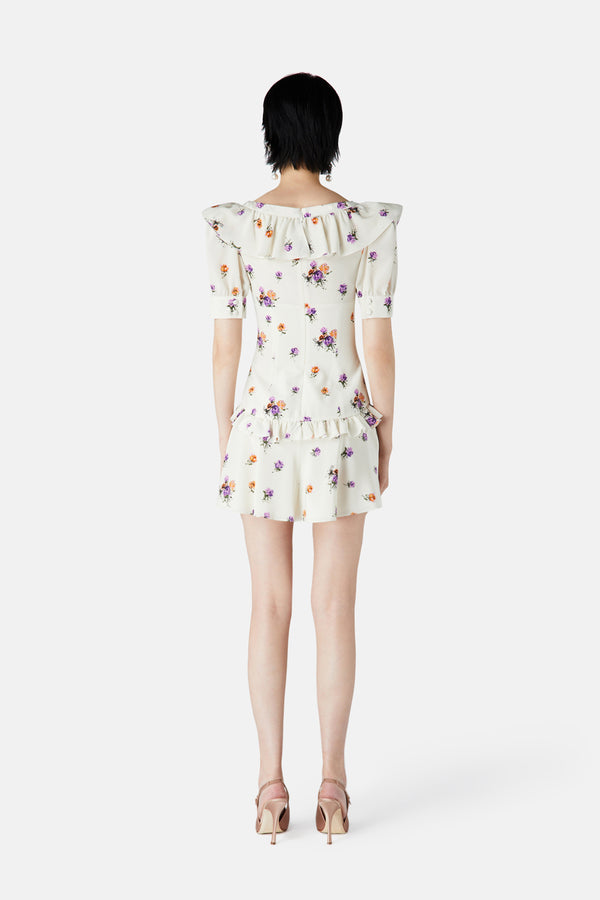 Alessandra Rich ROSE PRINT MINI DRESS