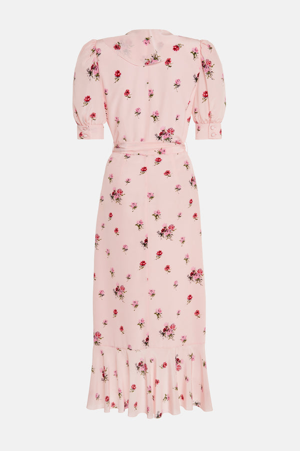 alessandra rich ROSE PRINT WRAP DRESS