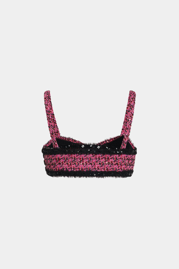 alessandra rich SEQUIN TWEED BRALETTE