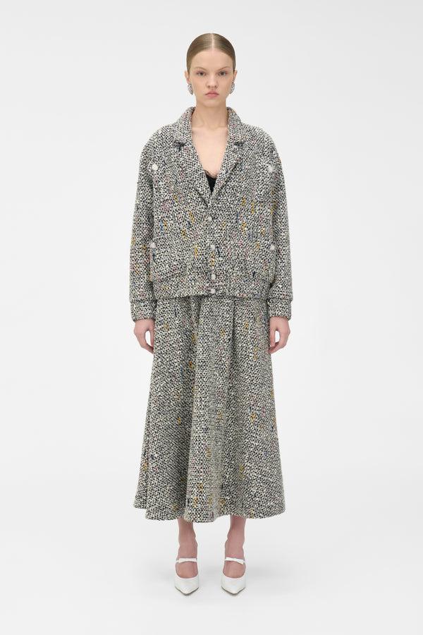 Alessandra Rich SEQUIN TWEED LONG SKIRT