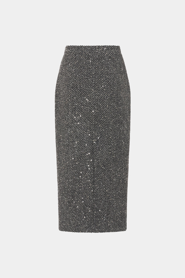 Alessandra Rich SEQUIN TWEED MIDI SKIRT