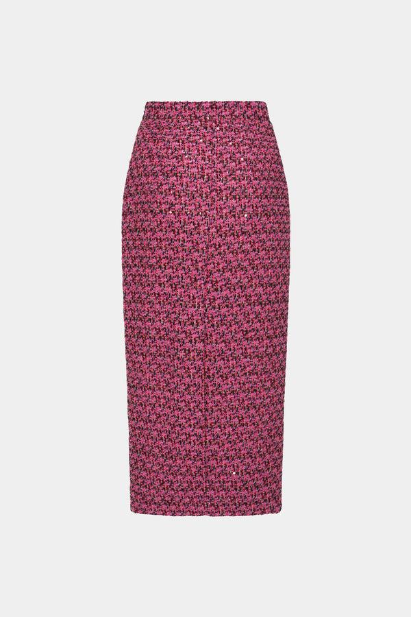 alessandra rich SEQUIN TWEED MIDI SKIRT