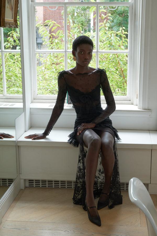 Alessandra Rich SHEER LACE DRESS