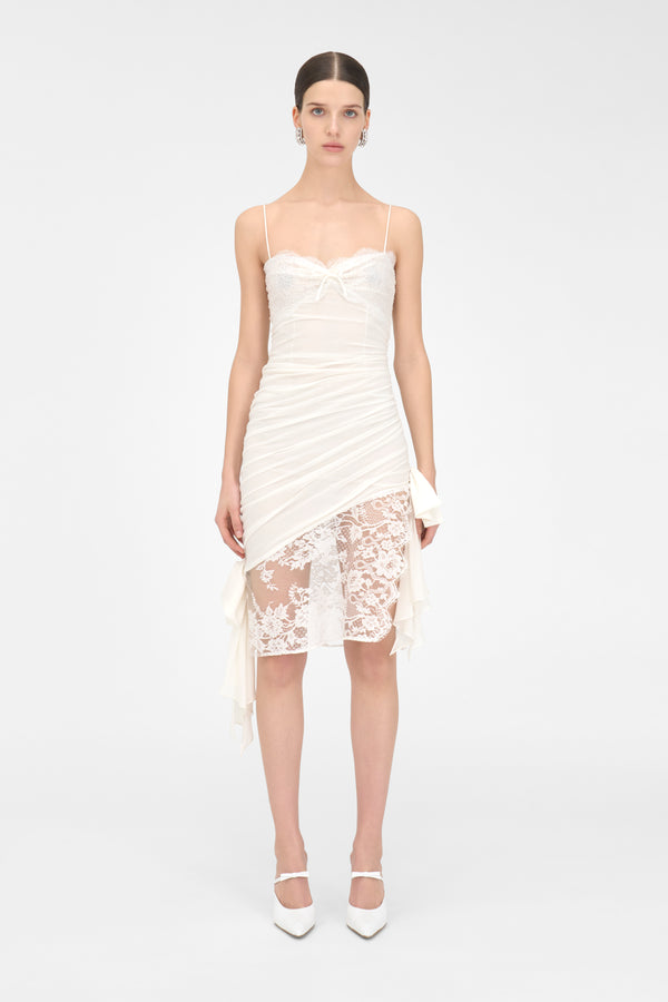 Alessandra Rich SILK AND LACE MINI DRESS