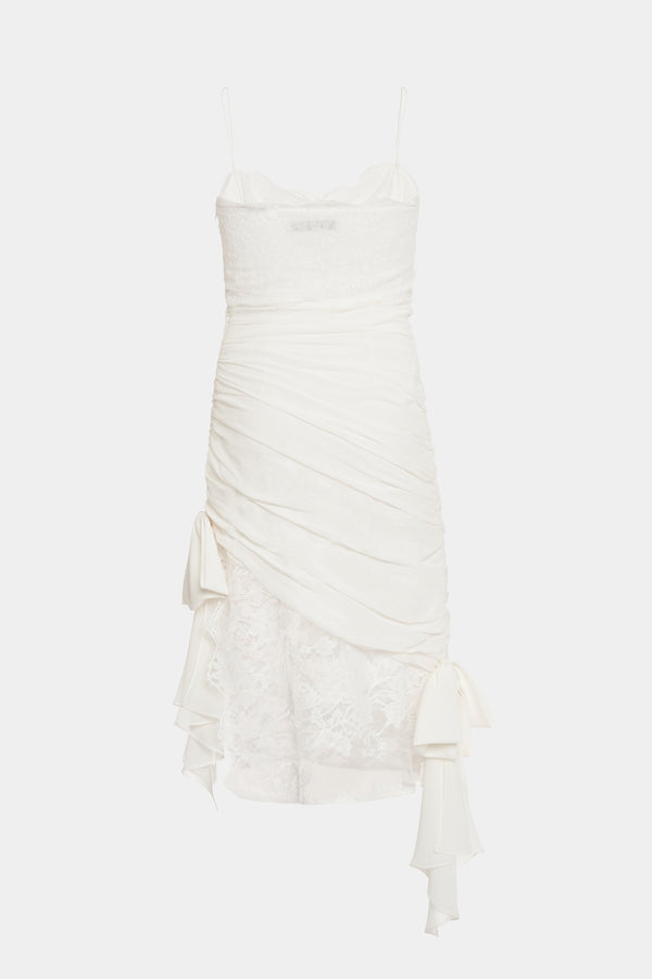 alessandra rich SILK AND LACE MINI DRESS