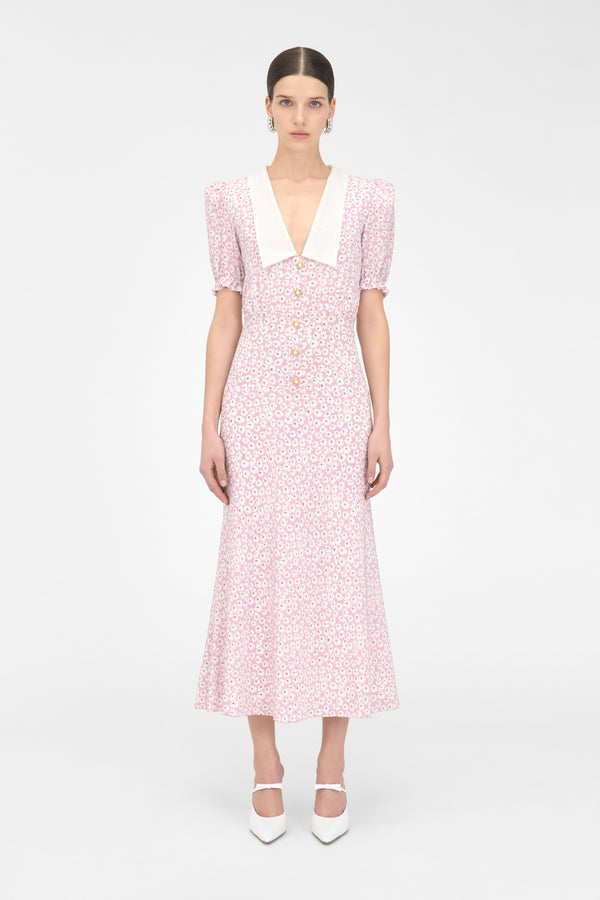 Alessandra Rich SMALL FLOWER DRESS WITH COLLAR