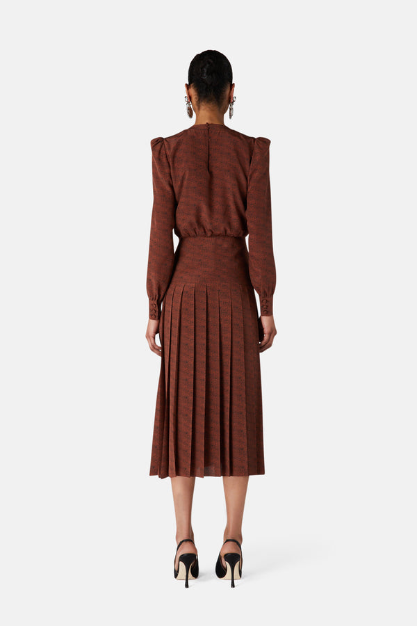 Alessandra Rich SMALL LEOPARD PRINT PLEATED DRESS