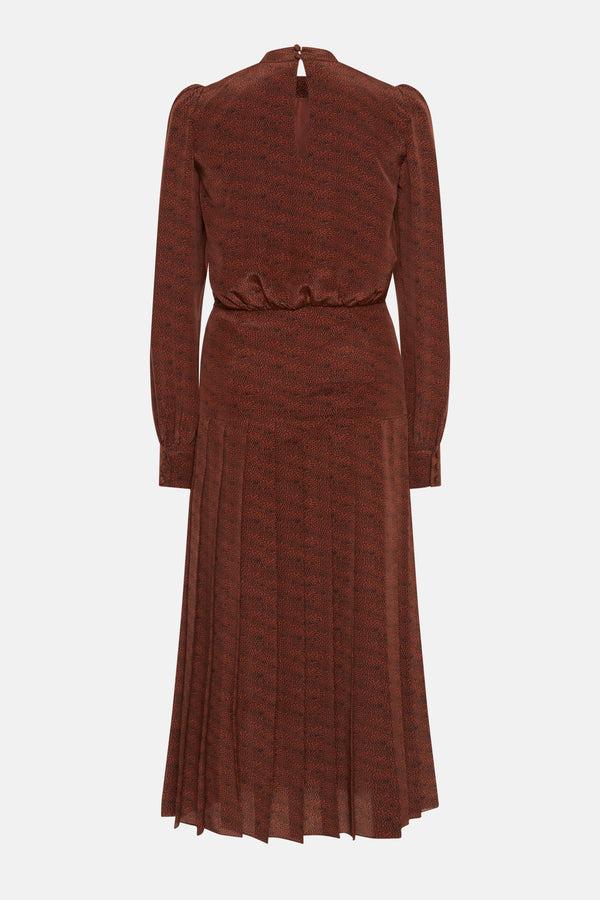 alessandra rich SMALL LEOPARD PRINT PLEATED DRESS