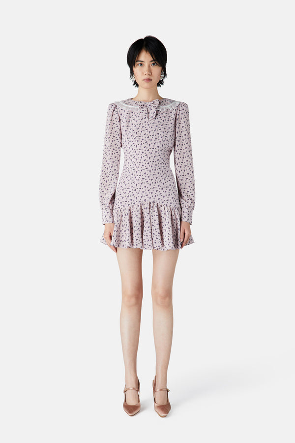 Alessandra Rich SMALL ROSE PRINT MINI DRESS