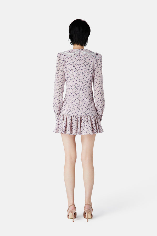 Alessandra Rich SMALL ROSE PRINT MINI DRESS