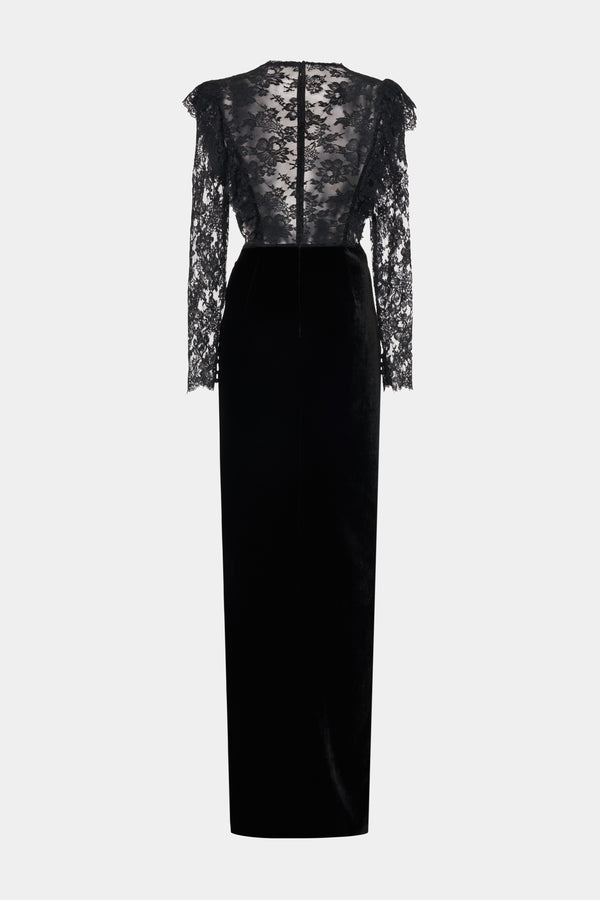 Alessandra Rich VELVET AND LACE GOWN