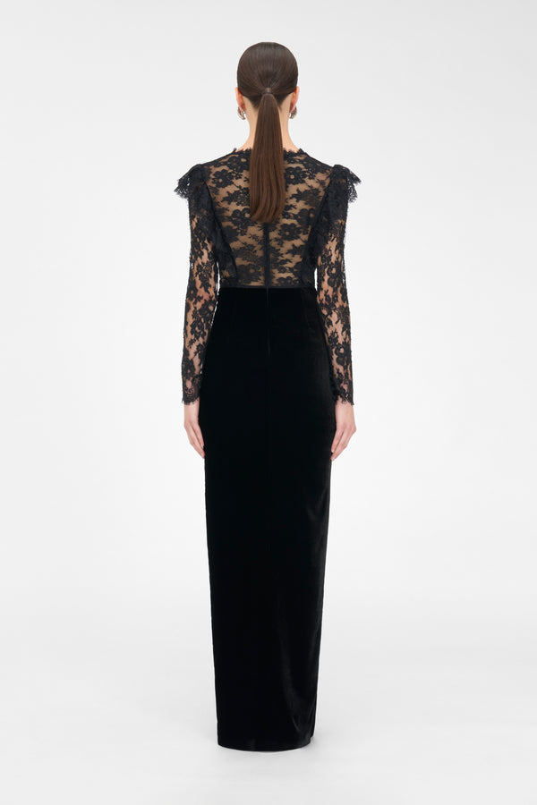 Alessandra Rich VELVET AND LACE GOWN