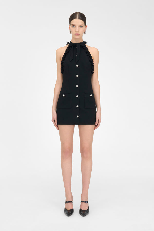 Alessandra Rich WOOL CREPE MINI DRESS WITH BOW