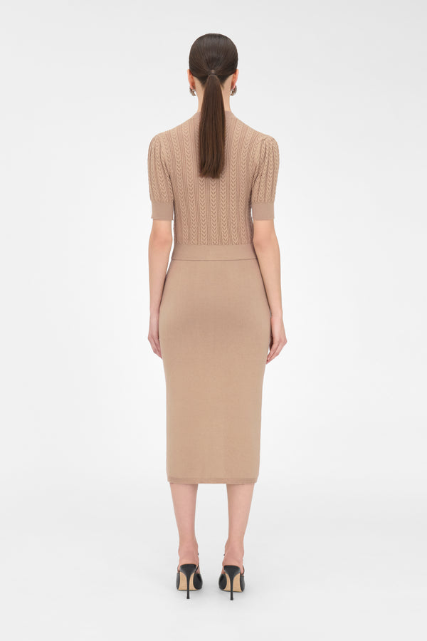 Alessandra Rich COTTON AND CASHMERE BLEND MIDI SKIRT