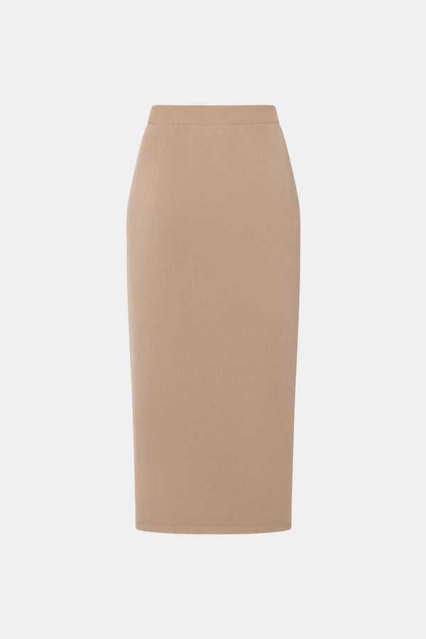 alessandra rich COTTON AND CASHMERE BLEND MIDI SKIRT