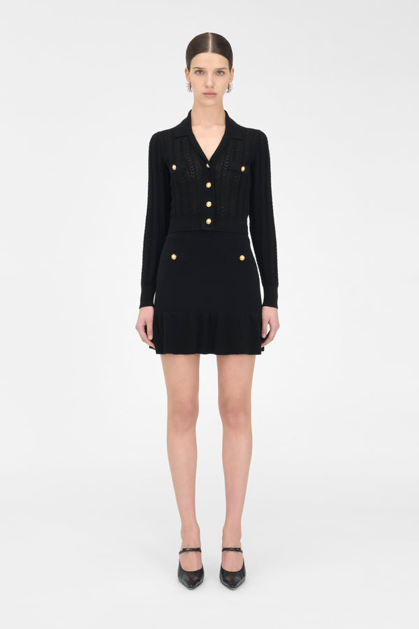 Alessandra Rich COTTON AND CASHMERE BLEND MINI SKIRT