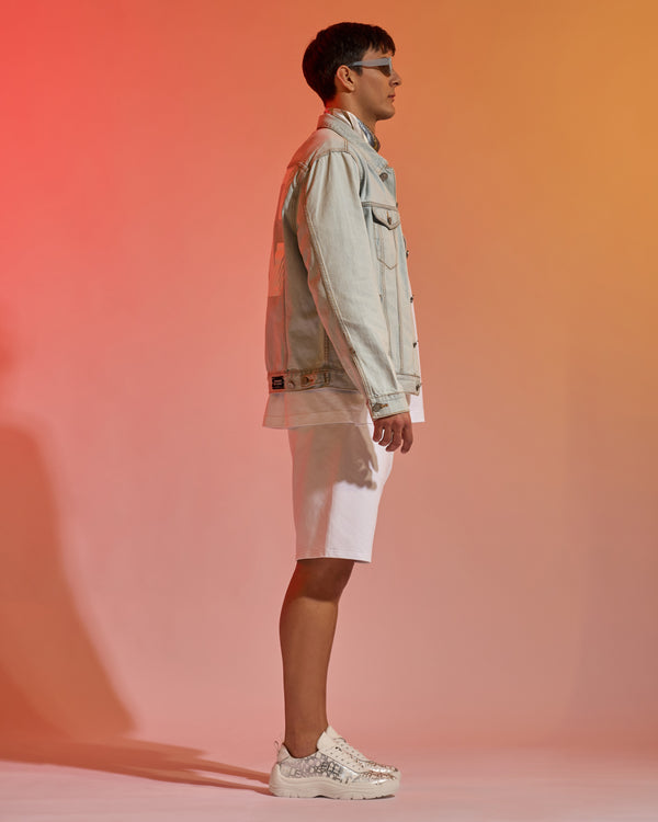 Alessandro Dell´acqua ADA Logo Light Washed Denim Jacket Light Blue