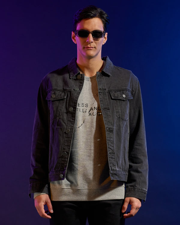 Alessandro Dell´acqua ADA Logo Subtle Washed Denim Jacket Dark Grey