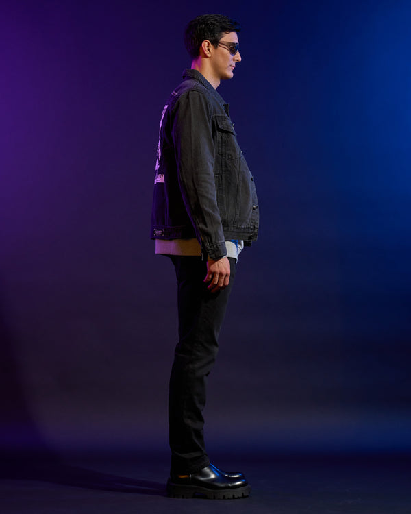 Alessandro Dell´acqua ADA Logo Subtle Washed Denim Jacket Dark Grey