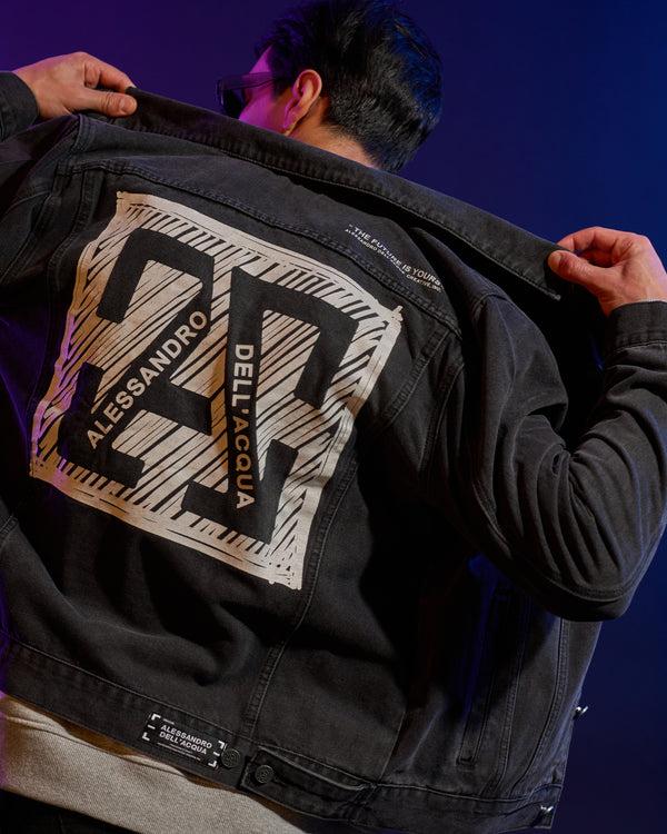 Alessandro Dell´acqua ADA Logo Subtle Washed Denim Jacket Dark Grey