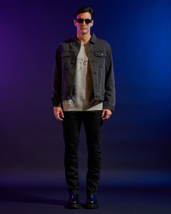 alessandro dell´acqua ADA Logo Subtle Washed Denim Jacket Dark Grey