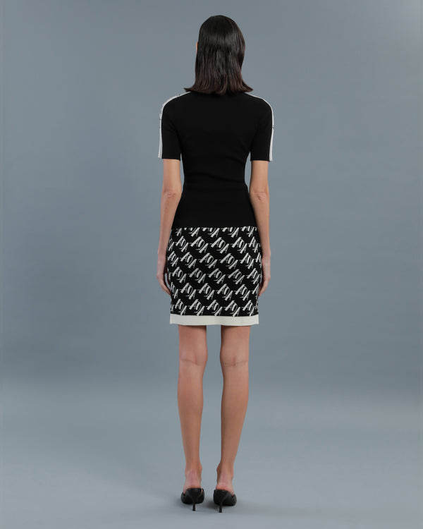 Alessandro Dell´acqua ADA Monogram Pencil Skirt Black And White