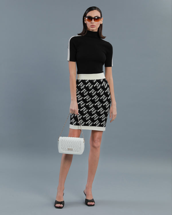 alessandro dell´acqua ADA Monogram Pencil Skirt Black and White